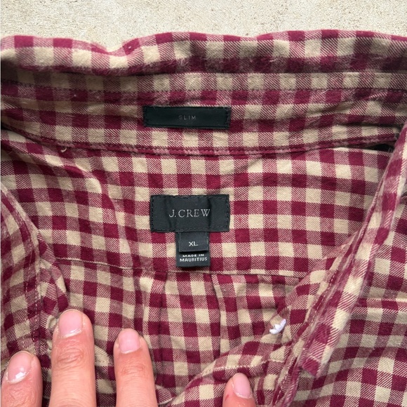 J. Crew red & white plaid button-up shirt - Picture 2 of 5